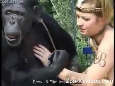 Fine chick enjoys animal sex in her outdoor zoo show