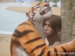 Animated zoo perversions between a tiger and a gay hunk