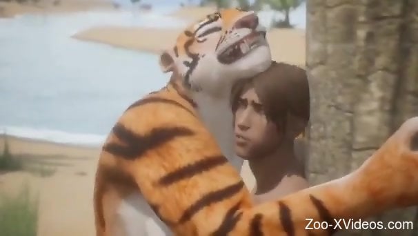 Beasty Porn Toon Tiger - Animated zoo perversions between a tiger and a gay hunk